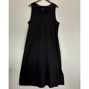 Pact Organic Cotton Softspun Tank Midi Dress XL Black Lagenlook Minimalist EUC